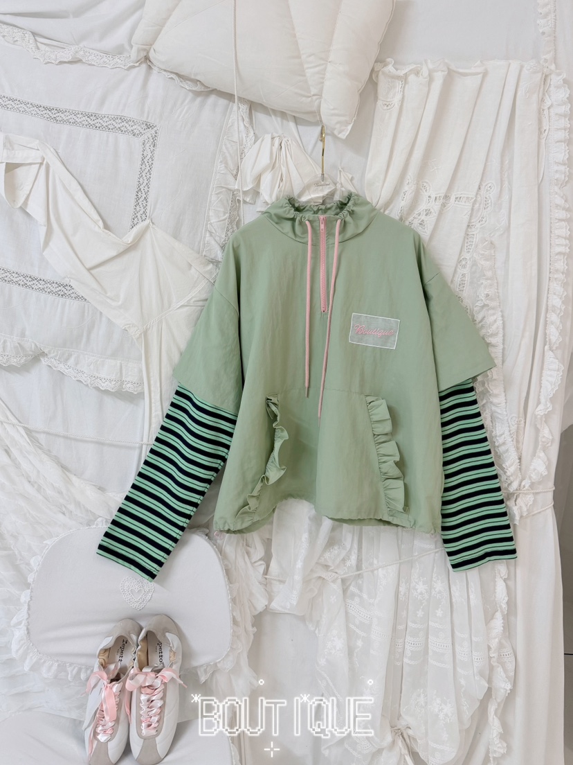 BOUTIQUE-L韓國直郵女士新品休閑時尚熱賣人氣衛衣荷葉邊BOUTIQUE-L衛衣圖色2