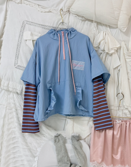 BOUTIQUE-L韓國直郵女士新品休閑時尚熱賣人氣衛衣荷葉邊BOUTIQUE-L衛衣圖色3