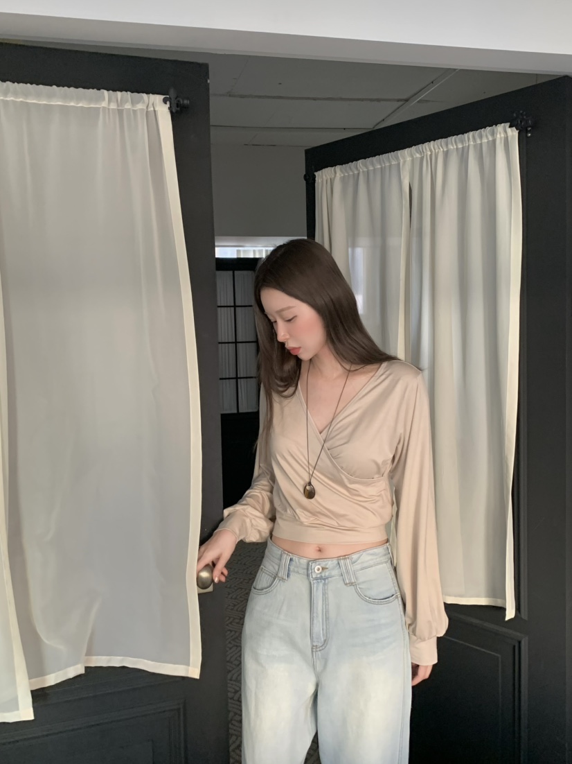 LEGACY韓國東大門代購女裝新款時尚休閑職業長袖T恤褶皺絲綢LEGACY長袖T恤