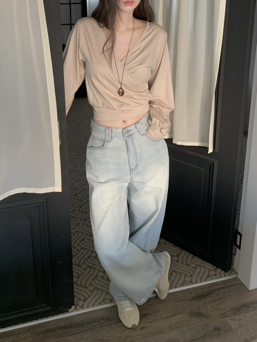 LEGACY韓國東大門代購女裝新款時尚休閑職業長袖T恤褶皺絲綢LEGACY長袖T恤