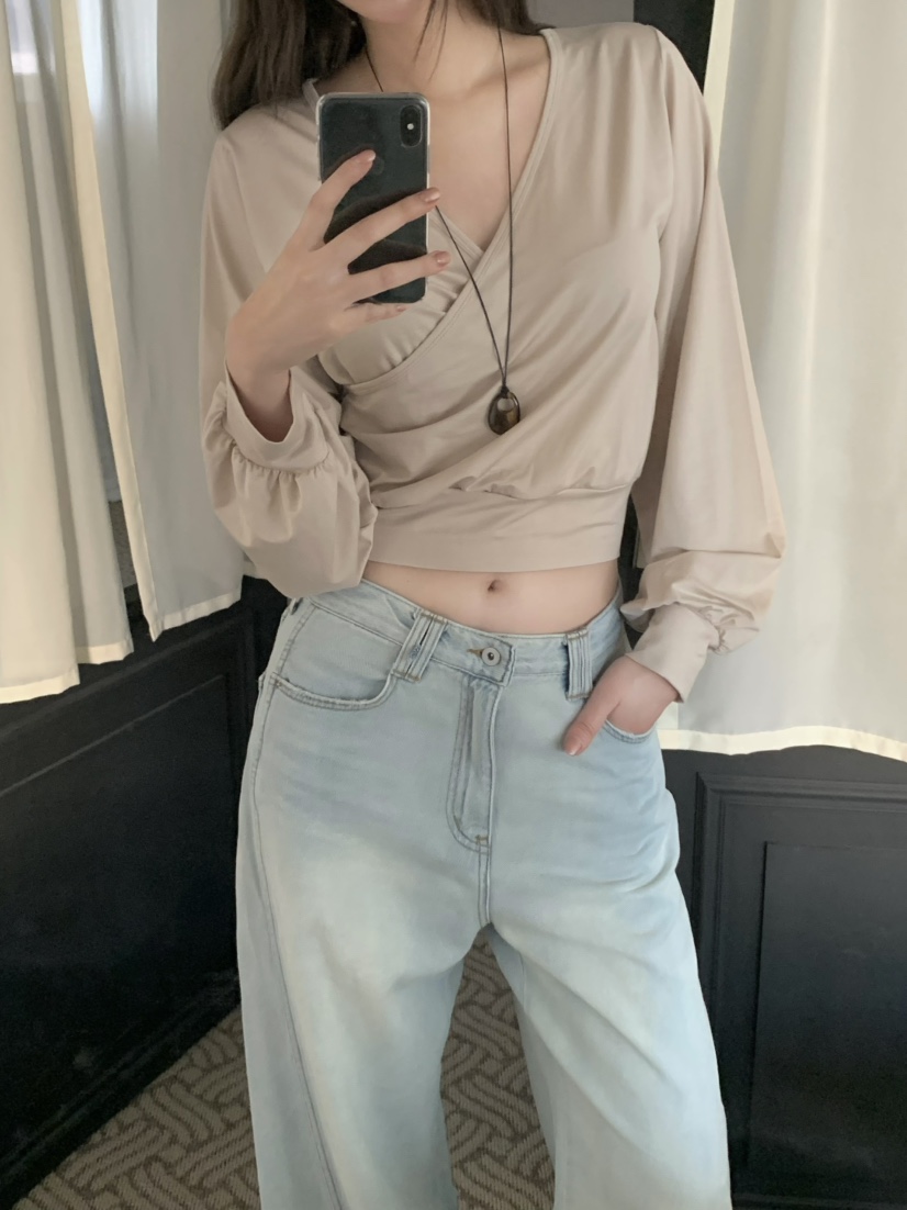 LEGACY韓國東大門代購女裝新款時尚休閑職業長袖T恤褶皺絲綢LEGACY長袖T恤