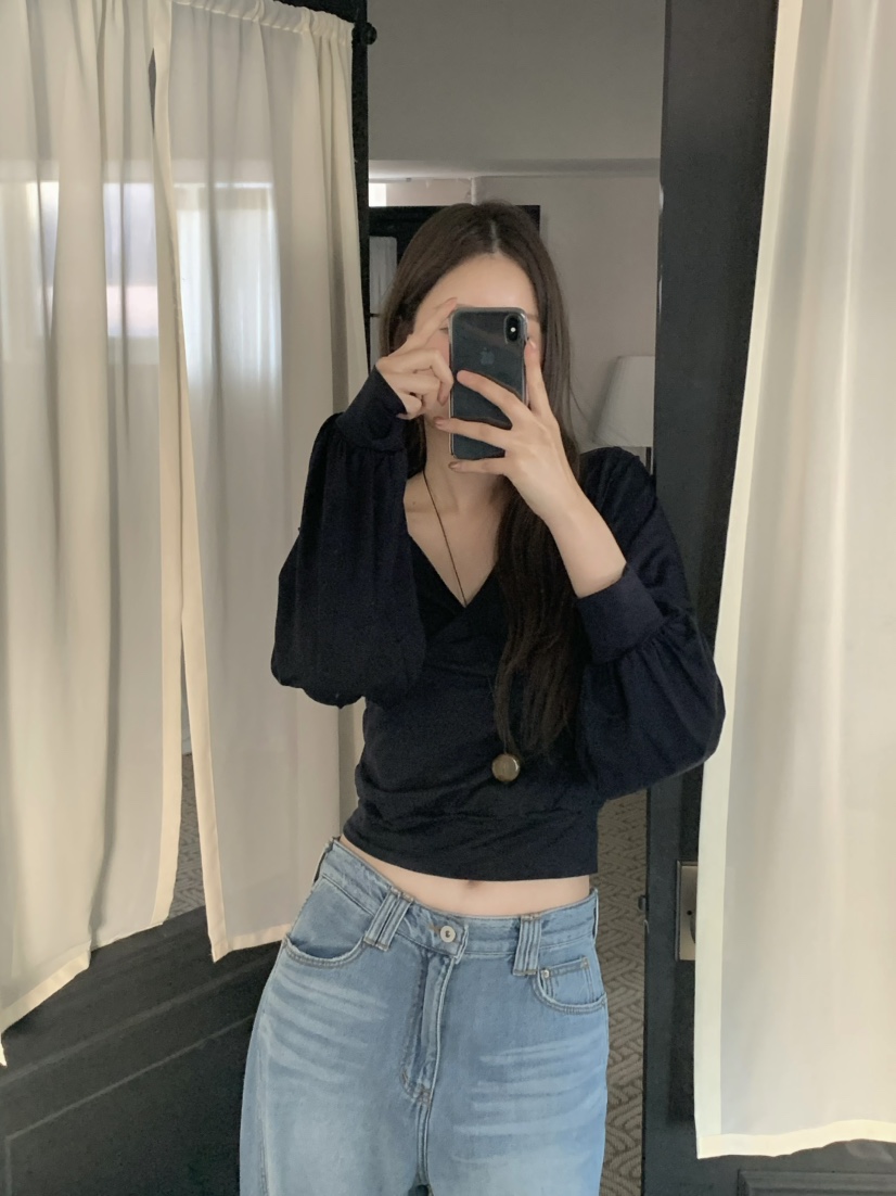 LEGACY韓國東大門代購女裝新款時尚休閑職業長袖T恤褶皺絲綢LEGACY長袖T恤