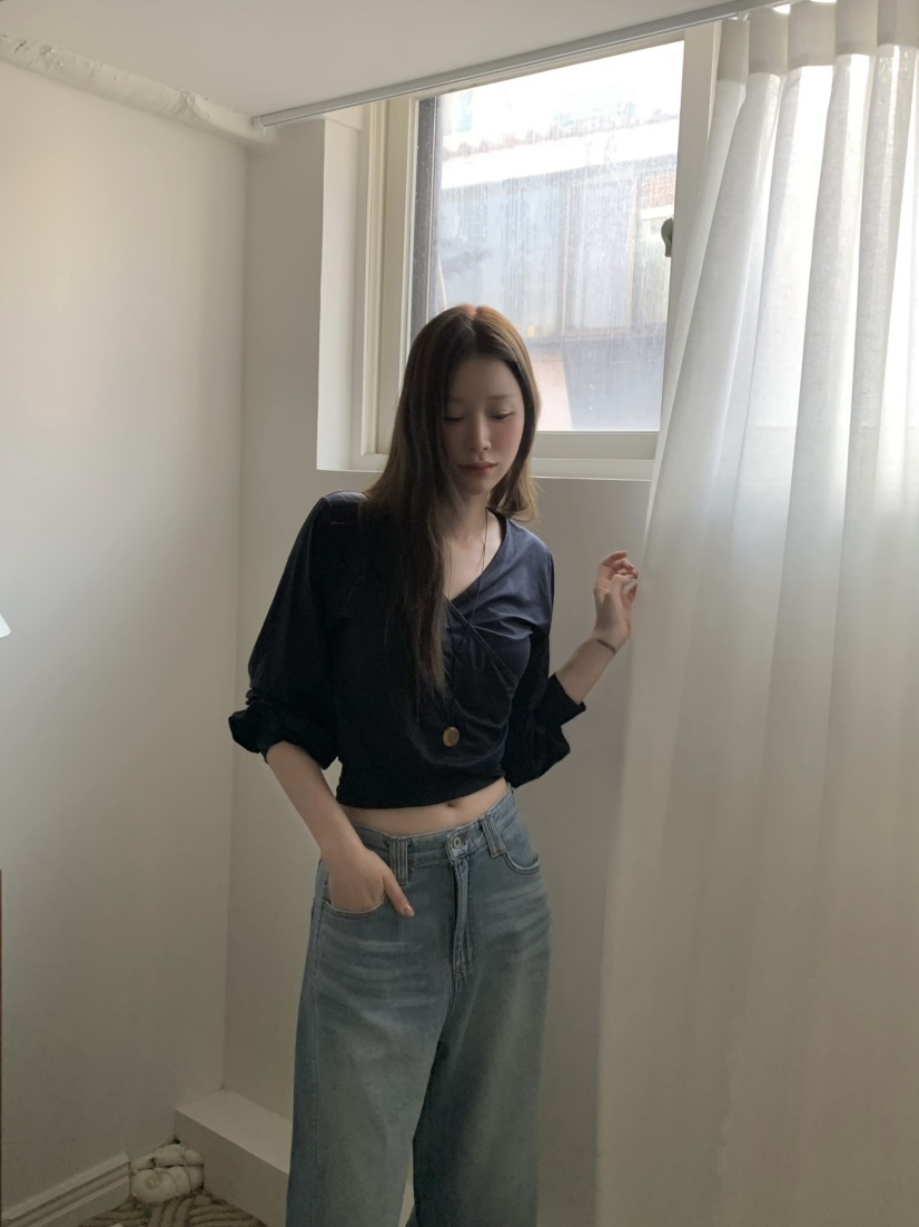 LEGACY韓國東大門代購女裝新款時尚休閑職業長袖T恤褶皺絲綢LEGACY長袖T恤