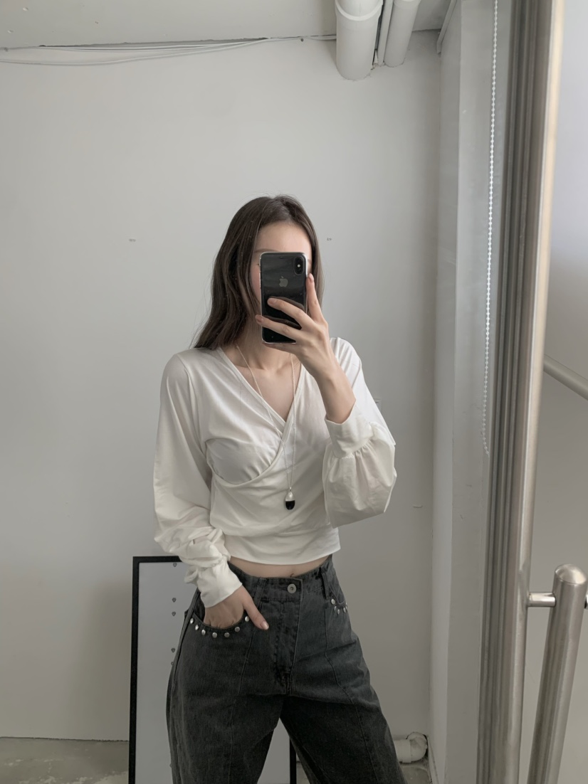 LEGACY韓國東大門代購女裝新款時尚休閑職業長袖T恤褶皺絲綢LEGACY長袖T恤