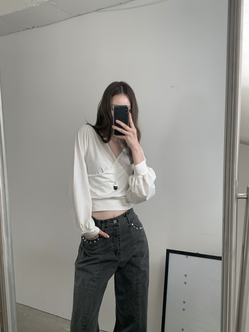 LEGACY韓國東大門代購女裝新款時尚休閑職業長袖T恤褶皺絲綢LEGACY長袖T恤