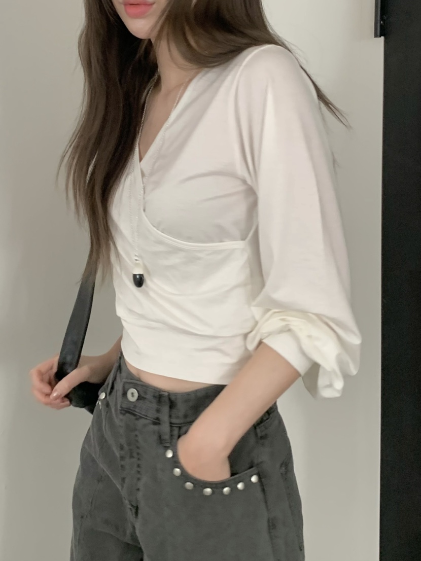 LEGACY韓國東大門代購女裝新款時尚休閑職業長袖T恤褶皺絲綢LEGACY長袖T恤