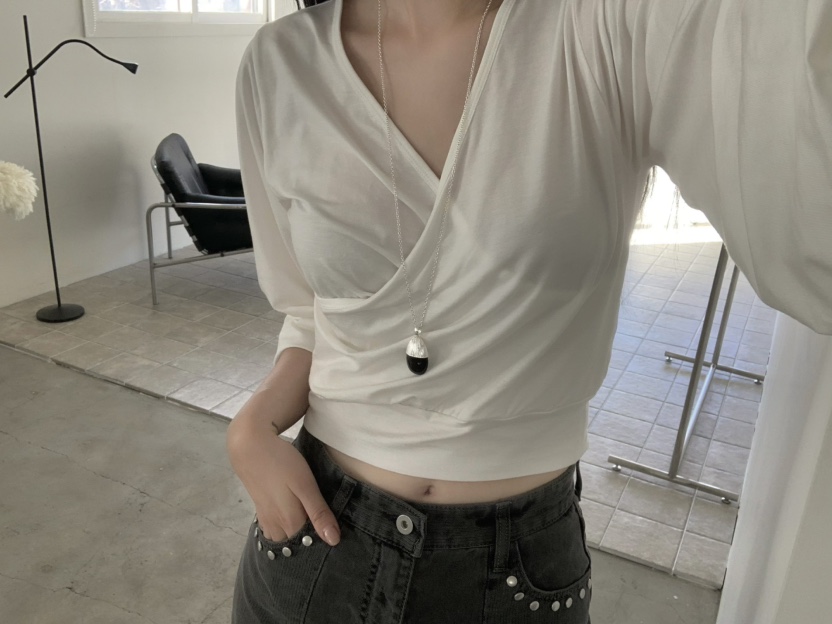 LEGACY韓國東大門代購女裝新款時尚休閑職業長袖T恤褶皺絲綢LEGACY長袖T恤