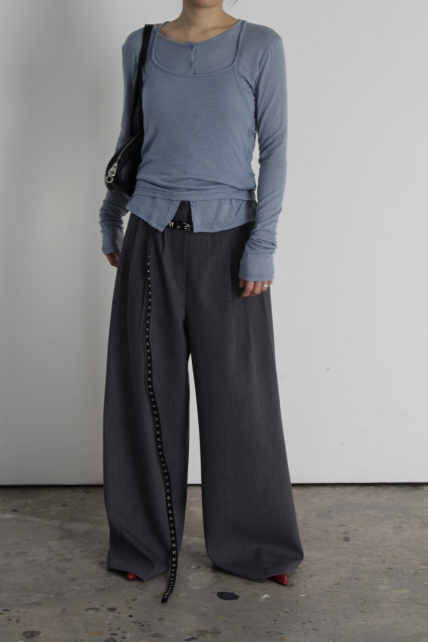 OVER NEAR韓國直郵實拍女裝新品職業人氣休閑褲不含腰帶OVER NEAR休閑褲