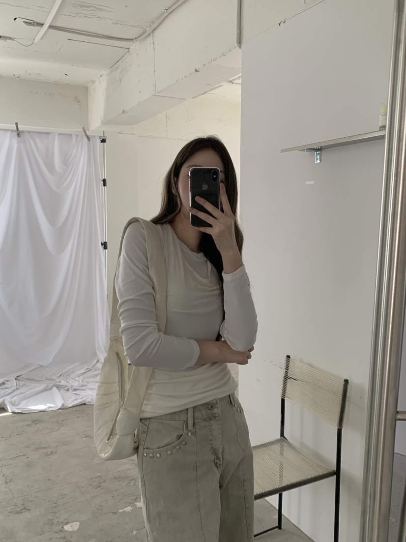 LEGACY韓國直郵實拍女裝新款休閑熱賣職業長袖T恤假兩件褶皺LEGACY長袖T恤