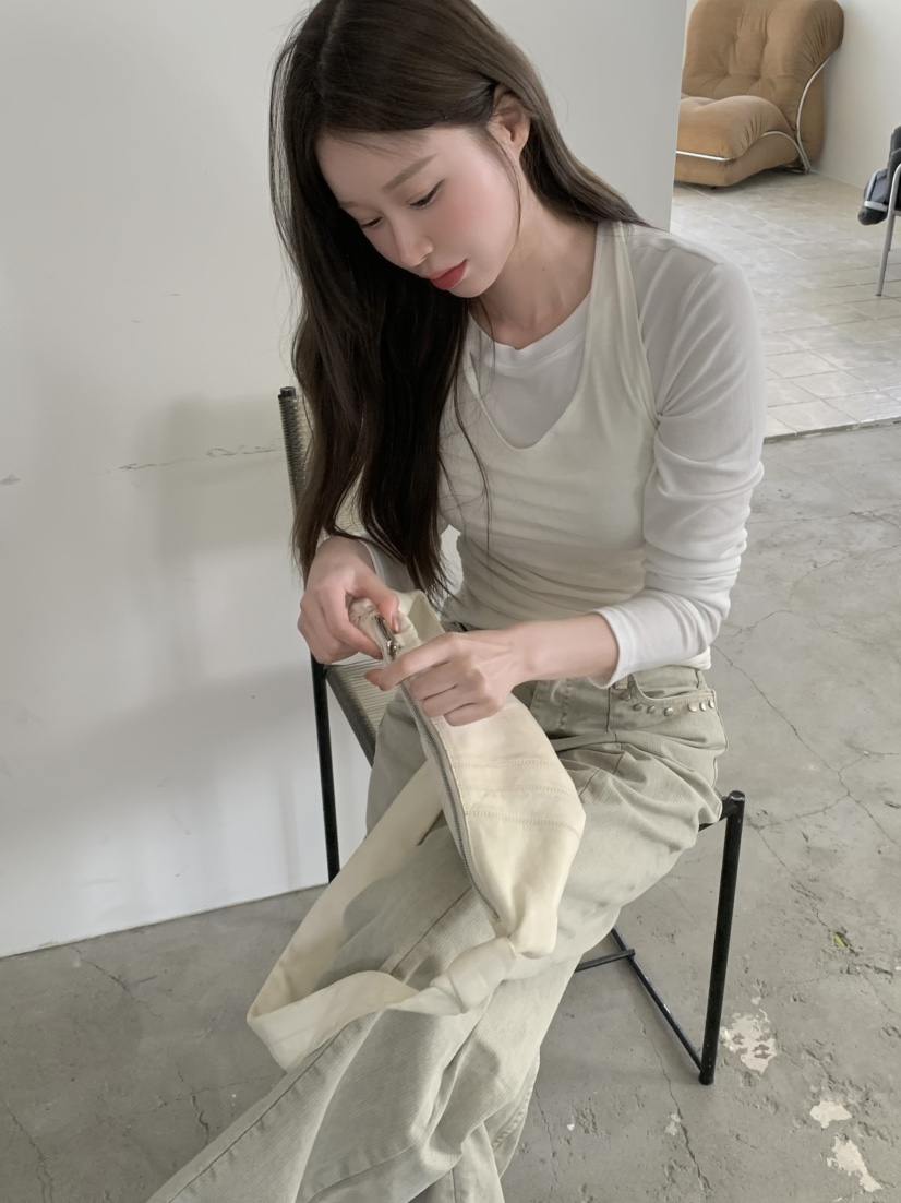 LEGACY韓國直郵實拍女裝新款休閑熱賣職業長袖T恤假兩件褶皺LEGACY長袖T恤