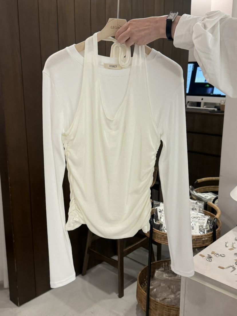 LEGACY韓國直郵實拍女裝新款休閑熱賣職業長袖T恤假兩件褶皺LEGACY長袖T恤圖色1