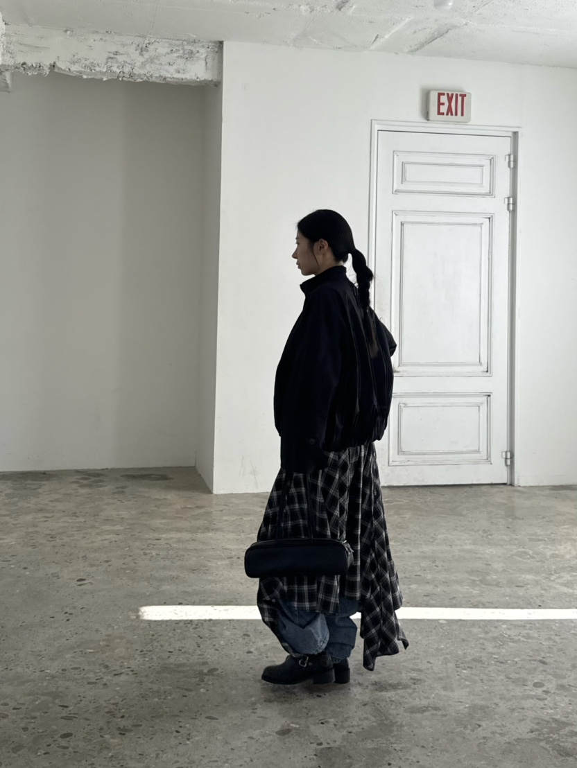 OVER NEAR韓國東大門直郵女士新款時尚半身裙中短裙荷葉邊格紋OVER NEAR半身裙/中短裙