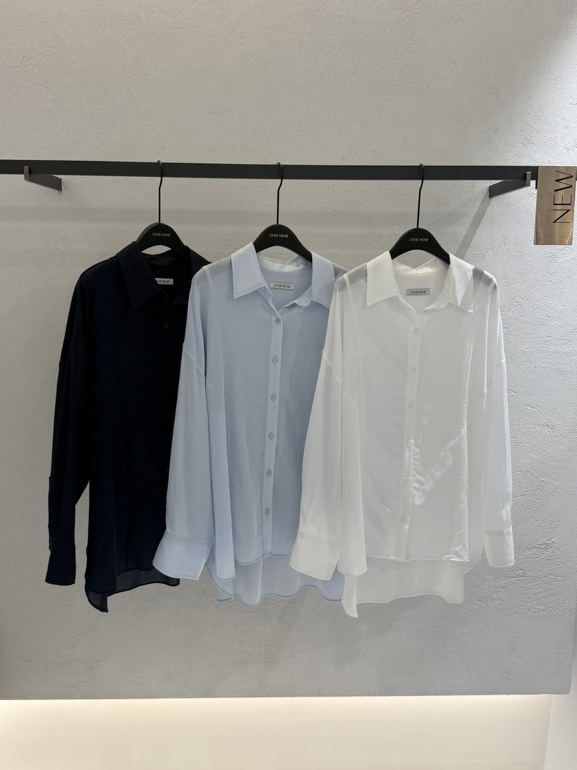 OVER NEAR韓國直郵實拍女士新款職業襯衫蕾絲衫不含腰帶透明OVER NEAR襯衫/蕾絲衫