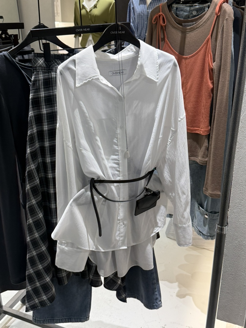 OVER NEAR韓國直郵實拍女士新款職業襯衫蕾絲衫不含腰帶透明OVER NEAR襯衫/蕾絲衫圖色1