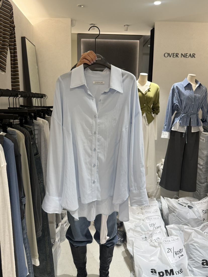 OVER NEAR韓國直郵實拍女士新款職業襯衫蕾絲衫不含腰帶透明OVER NEAR襯衫/蕾絲衫圖色3