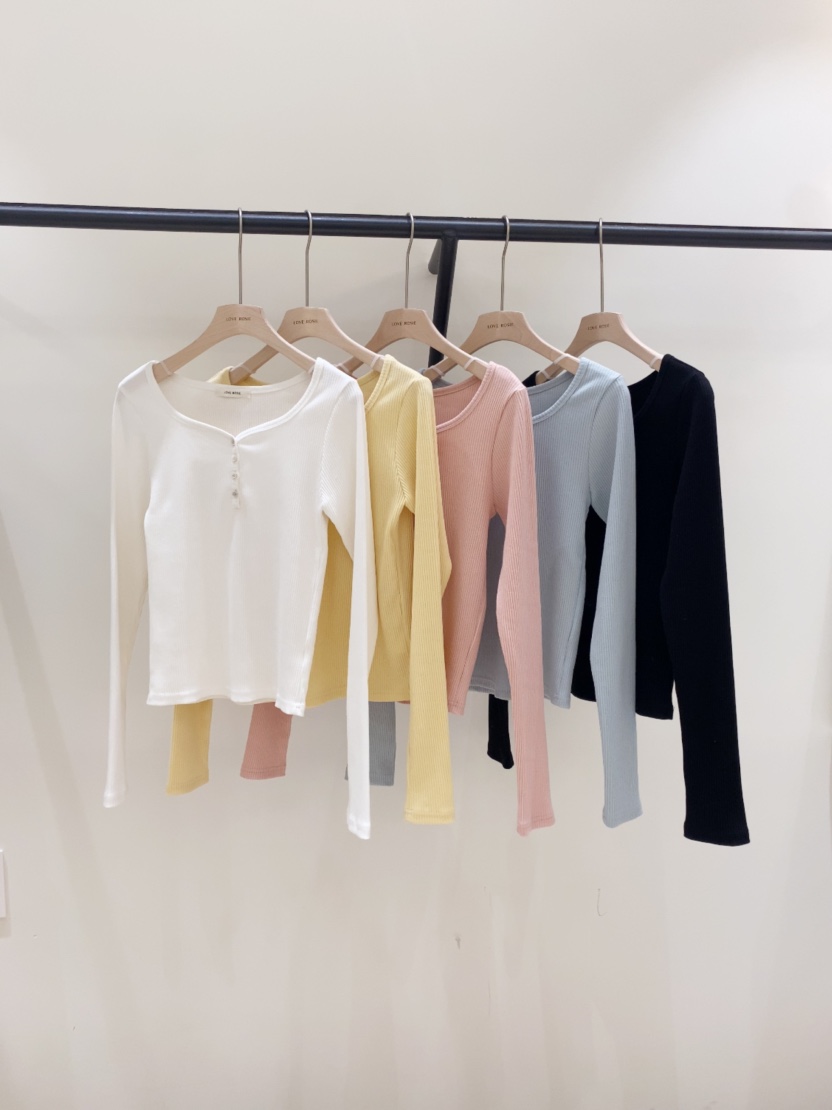 LOVE ROSIE韓國直郵女裝新品職業26春夏時尚長袖T恤紐扣LOVE ROSIE長袖T恤