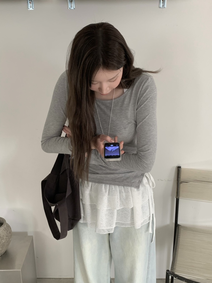 LEGACY韓國東大門代購女士新款26春夏職業休閑長袖T恤羅紋LEGACY長袖T恤