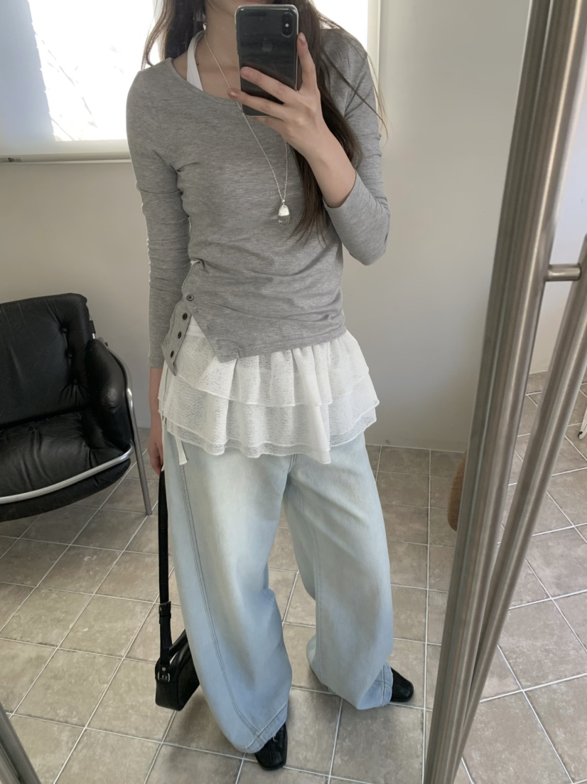 LEGACY韓國東大門代購女士新款26春夏職業休閑長袖T恤羅紋LEGACY長袖T恤