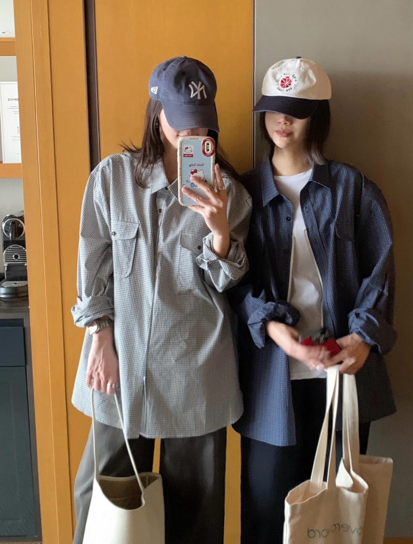 COURGETTE韓國直郵女士新款時尚26春夏職業襯衫蕾絲衫格子COURGETTE襯衫/蕾絲衫