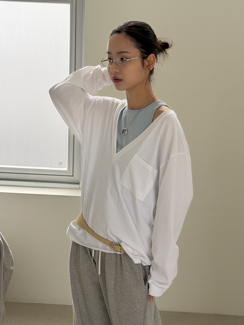 KARE/WEREPIECE韓國東大門直郵女裝新品26春夏長袖T恤口袋KARE/WEREPIECE長袖T恤