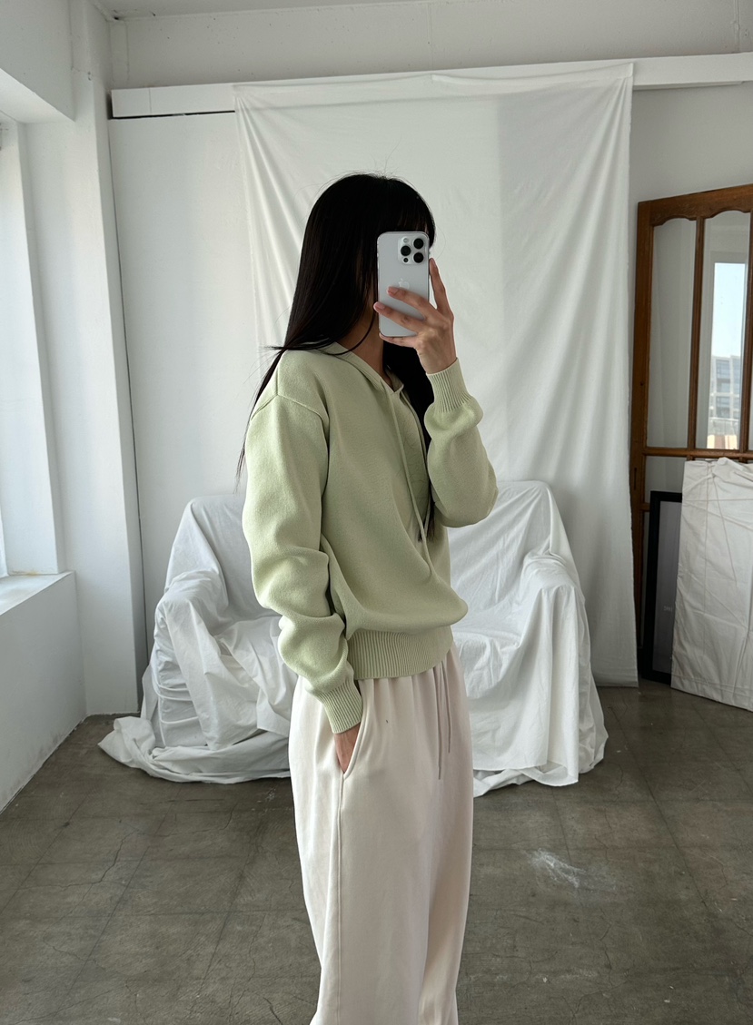 LE VASE韓國直郵女士新款推薦真品26春夏職業針織衫兜帽LE VASE針織衫