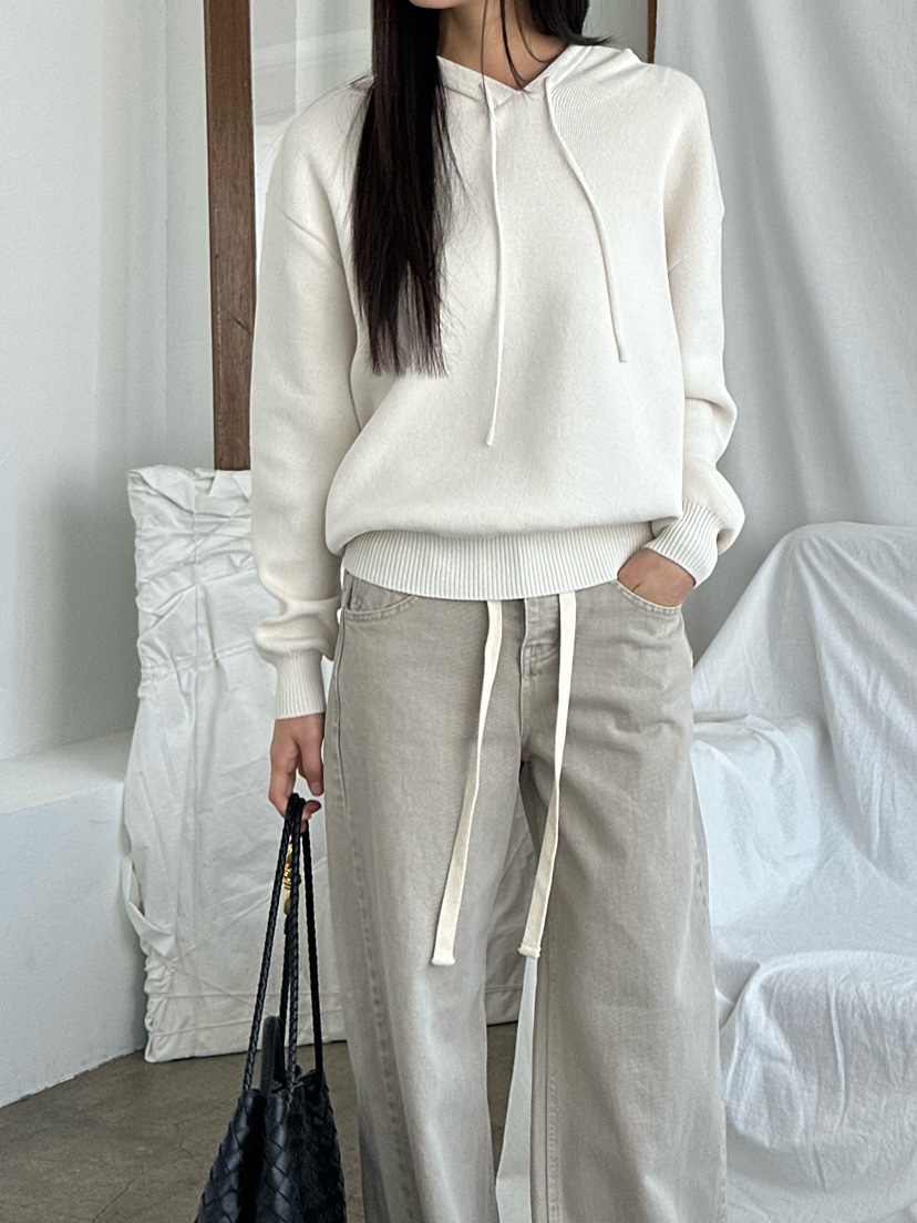 LE VASE韓國直郵女士新款推薦真品26春夏職業針織衫兜帽LE VASE針織衫