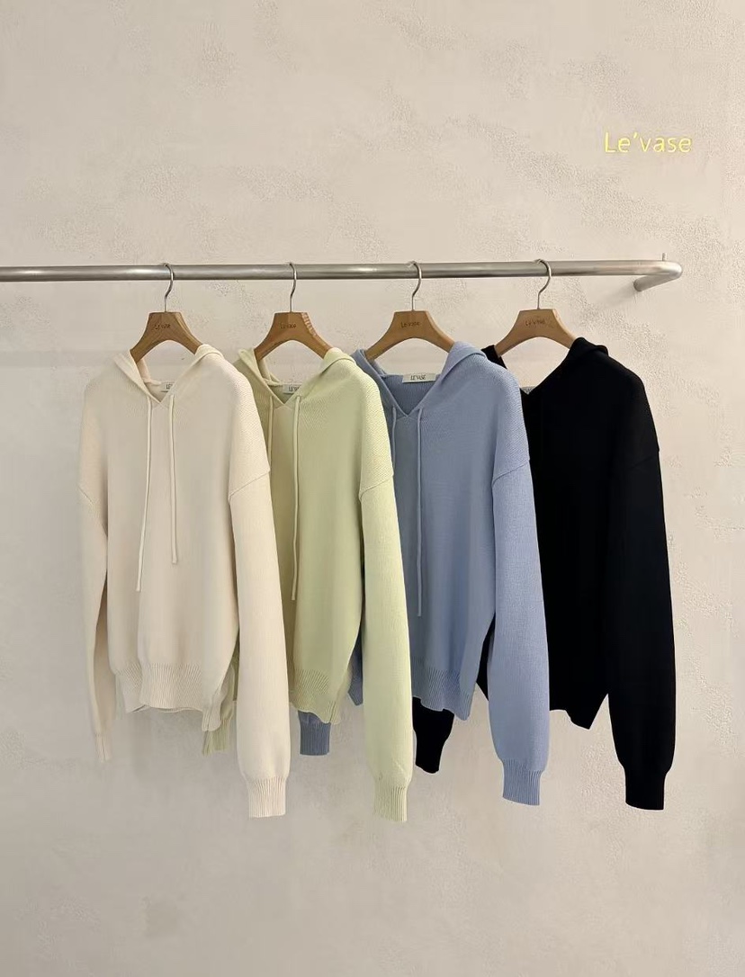 LE VASE韓國直郵女士新款推薦真品26春夏職業針織衫兜帽LE VASE針織衫