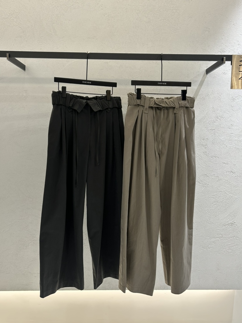 OVER NEAR東大門代購女士新品推薦職業休閑褲荷葉邊紐扣OVER NEAR休閑褲