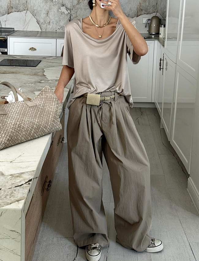 OVER NEAR東大門代購女士新品推薦職業休閑褲荷葉邊紐扣OVER NEAR休閑褲