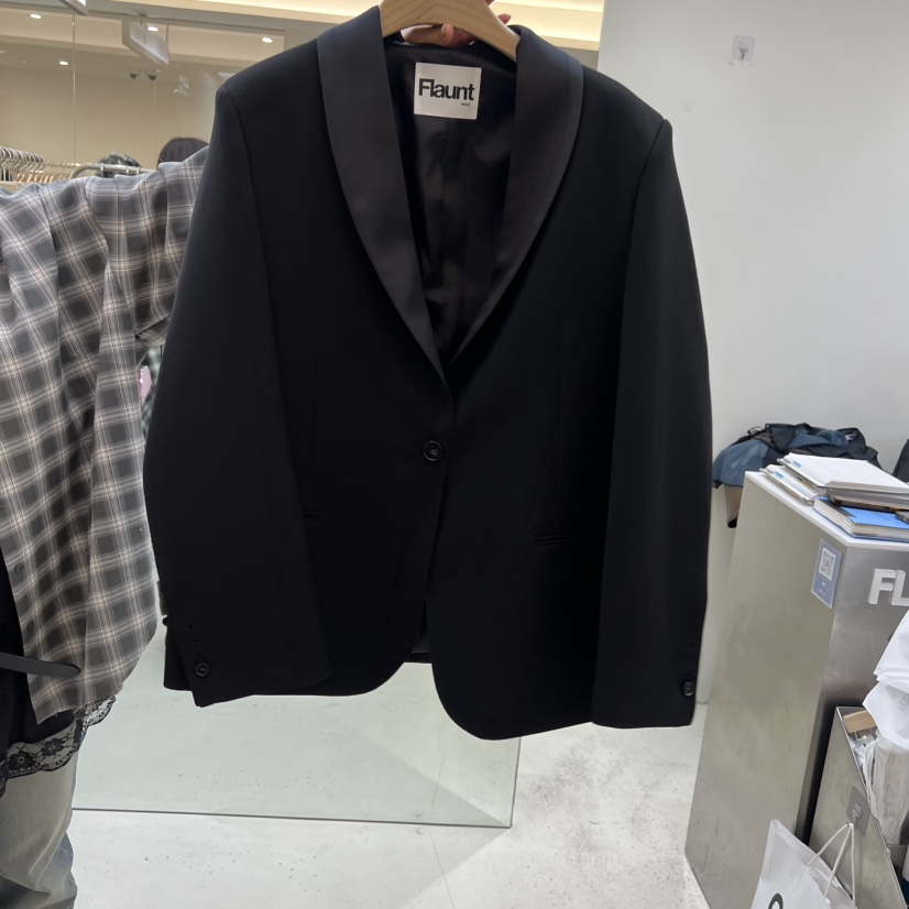 FLAUNT東大門實拍女裝新品26春夏休閑職業真品夾克披肩緞面FLAUNT夾克圖色1