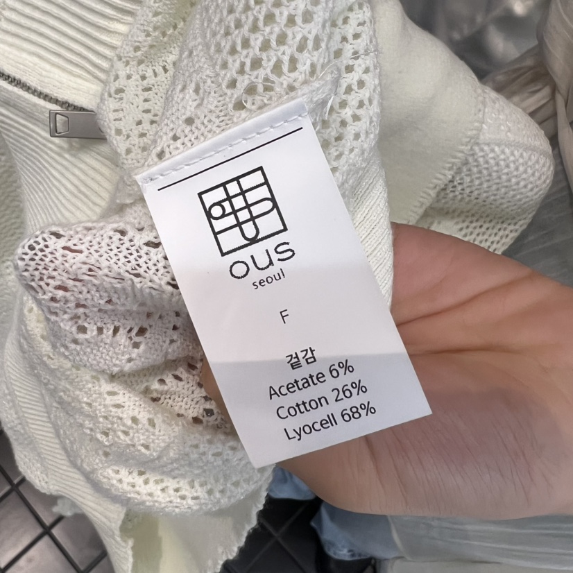 OUS/INCH-L韓國代購女裝新款26春夏襯衫蕾絲衫拉鏈雙領OUS/INCH襯衫/蕾絲衫
