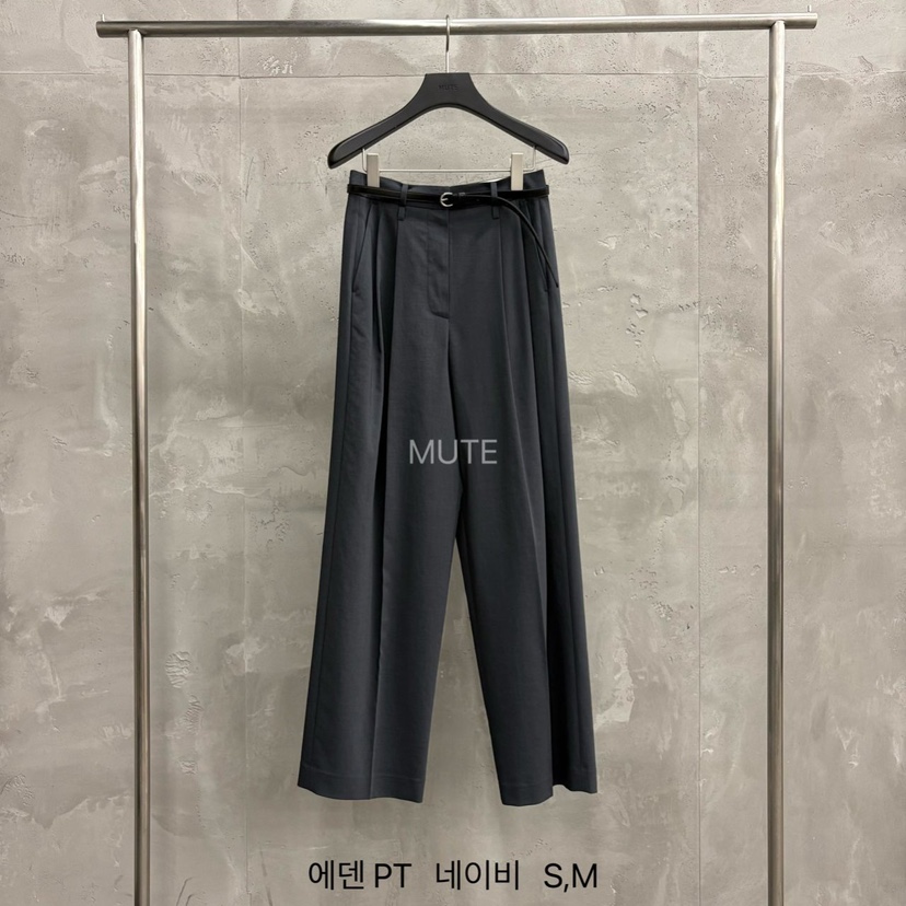 MUTE-P東大門代購女士新品時尚真品休閑職業休閑褲含腰帶MUTE休閑褲圖色2深藍色