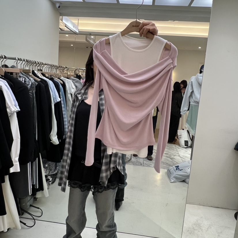 FLAUNT東大門實拍女裝新款人氣熱賣推薦26春夏長袖T恤假兩件FLAUNT長袖T恤圖色3