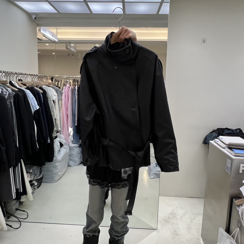 FLAUNT韓國直郵女裝新品熱賣職業夾克含腰帶皮革高領雙層FLAUNT夾克圖色2