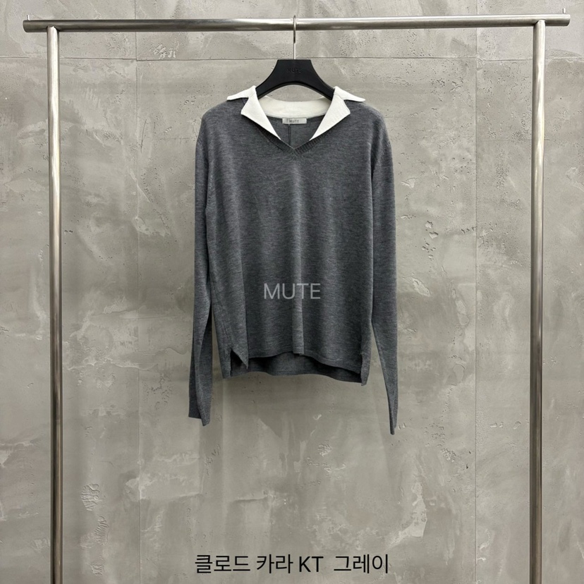 MUTE-P韓國代購女士新款休閑推薦人氣熱賣26春夏真品針織衫MUTE針織衫圖色2灰色