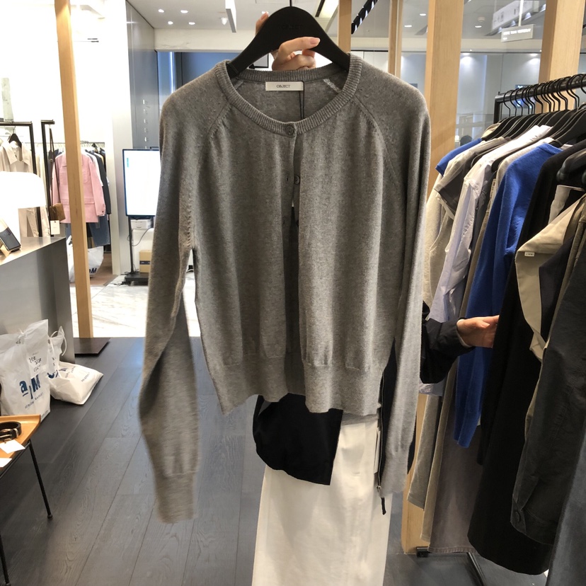 OBJECT韓國直郵女士新品真品人氣26春夏休閑針織衫圓領開衫OBJECT針織衫圖色1