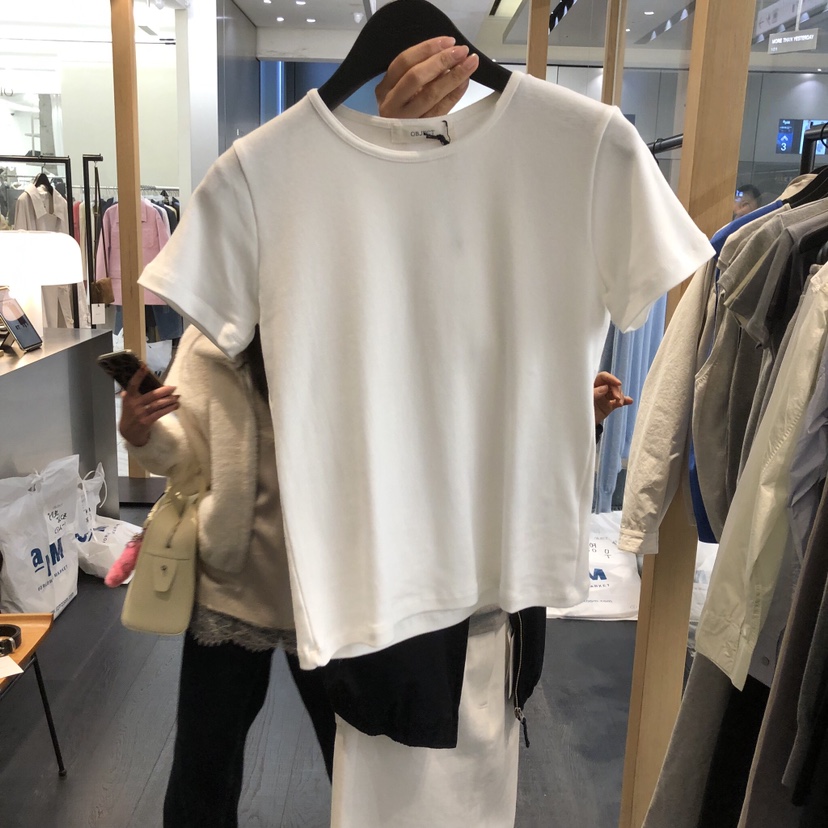 OBJECT東大門實拍女士新品休閑職業真品人氣26春夏T恤莫代爾棉OBJECTT恤圖色4