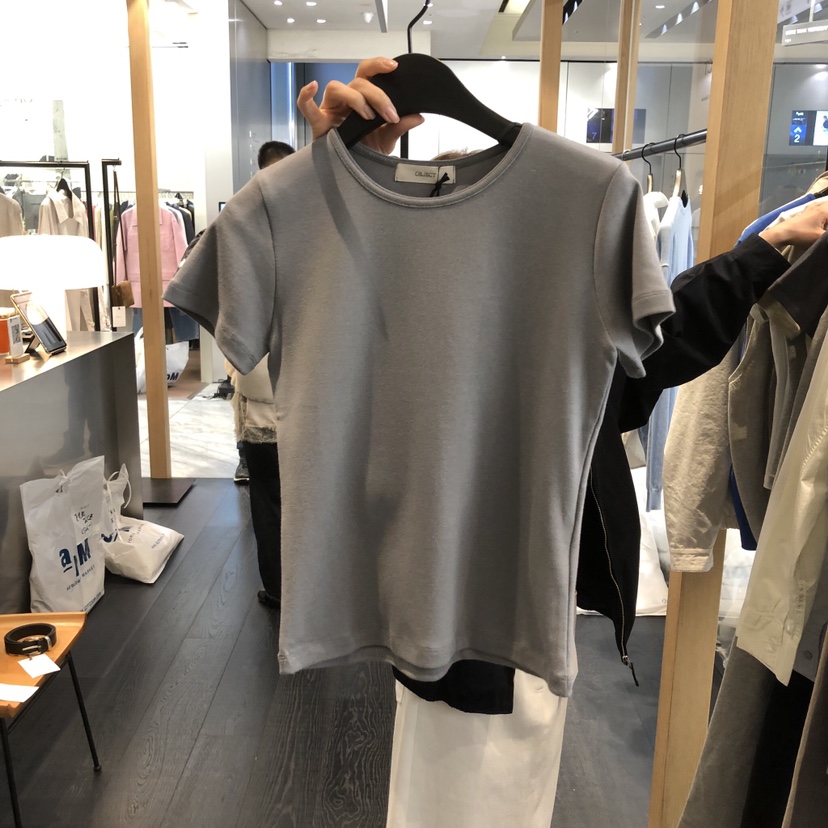 OBJECT東大門實拍女士新品休閑職業真品人氣26春夏T恤莫代爾棉OBJECTT恤圖色5