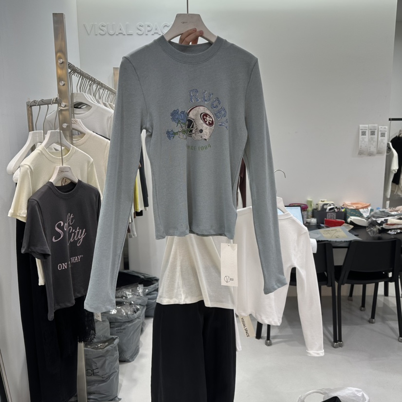 VISUAL SPACE/PAGE92/FLEISCHER韓國直郵女士新品真品長袖T恤VISUAL SPACE/PAGE92/FLEISCHER長袖T恤圖色2