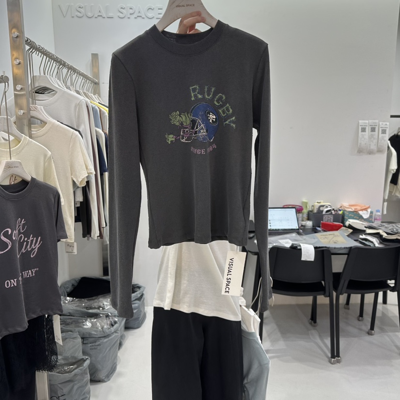 VISUAL SPACE/PAGE92/FLEISCHER韓國直郵女士新品真品長袖T恤VISUAL SPACE/PAGE92/FLEISCHER長袖T恤圖色3