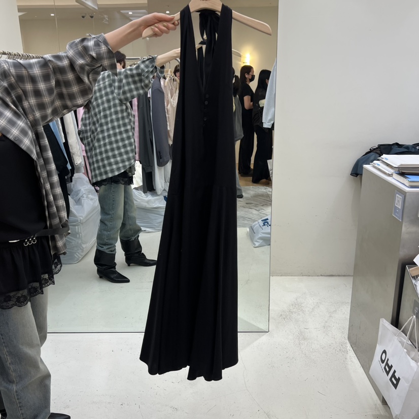 FLAUNT韓國代購女士新品職業熱賣時尚休閑連衣裙紐扣長款FLAUNT連衣裙圖色2