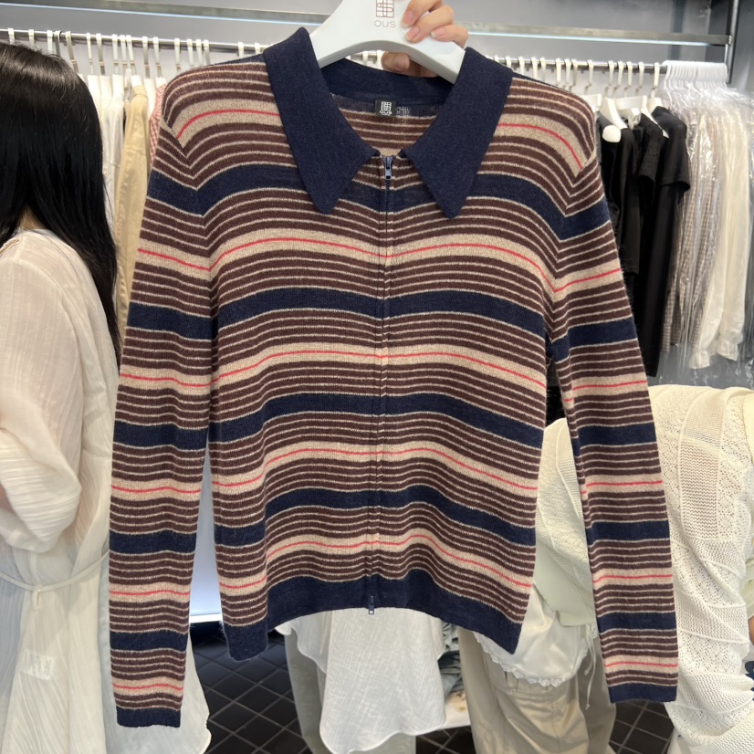 OUS/INCH-L韓國代購女士新款熱賣真品針織衫羊駝毛拉鏈OUS/INCH針織衫圖色1