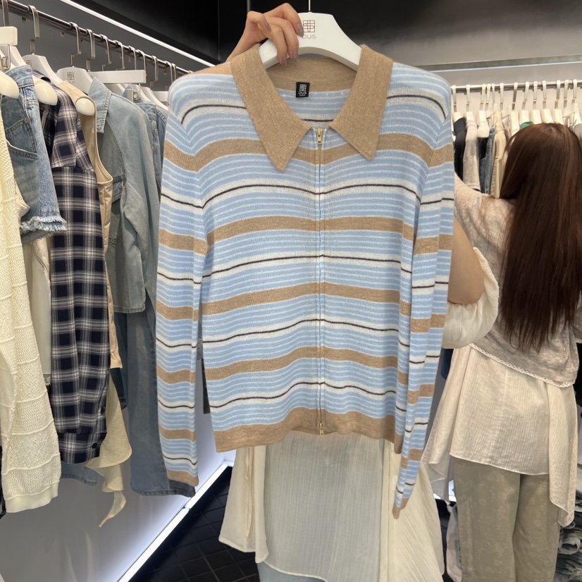 OUS/INCH-L韓國代購女士新款熱賣真品針織衫羊駝毛拉鏈OUS/INCH針織衫圖色2