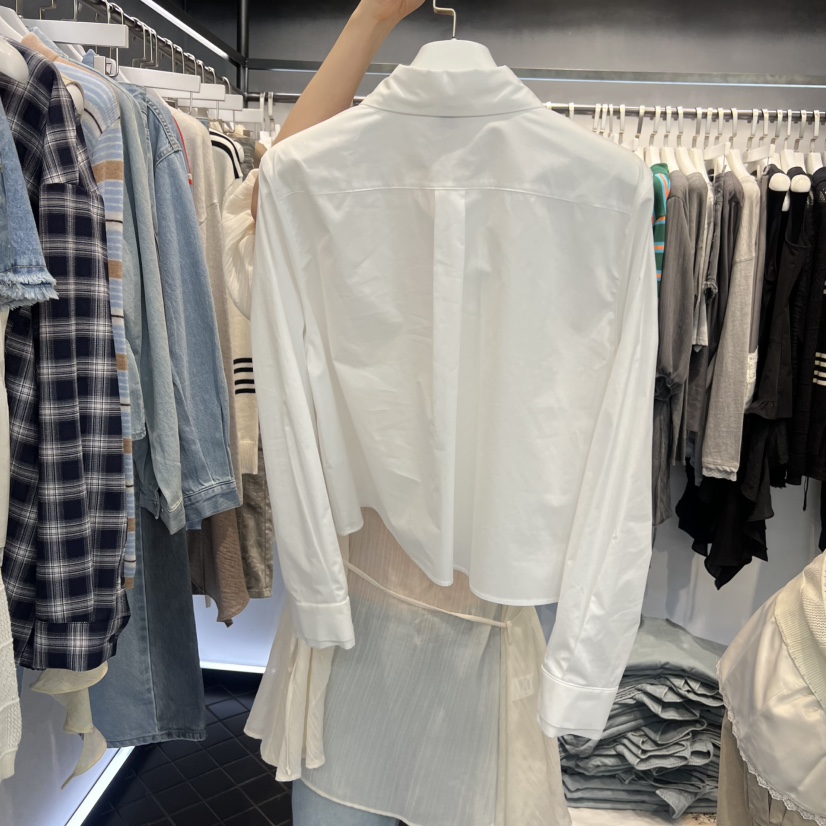 OUS/INCH-L東大門實拍女裝新品時尚26春夏襯衫蕾絲衫雙層OUS/INCH襯衫/蕾絲衫