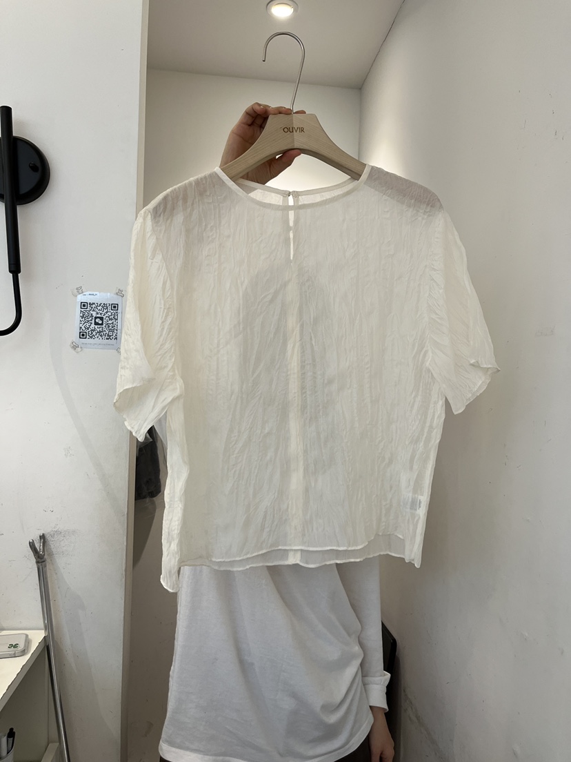 OUVIR東大門實拍女裝新款推薦人氣熱賣26春夏襯衫蕾絲衫褶皺O.V.R/OUVIR襯衫/蕾絲衫圖色1