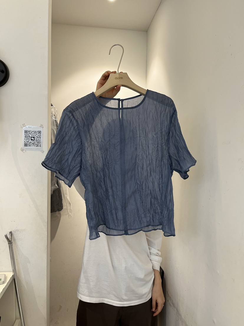 OUVIR東大門實拍女裝新款推薦人氣熱賣26春夏襯衫蕾絲衫褶皺O.V.R/OUVIR襯衫/蕾絲衫圖色3