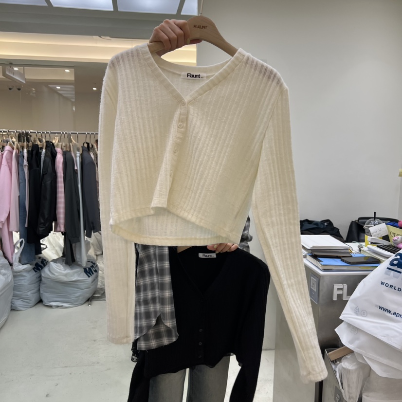 FLAUNT韓國直郵女士新款人氣時尚休閑26春夏熱賣針織衫短款FLAUNT針織衫圖色2