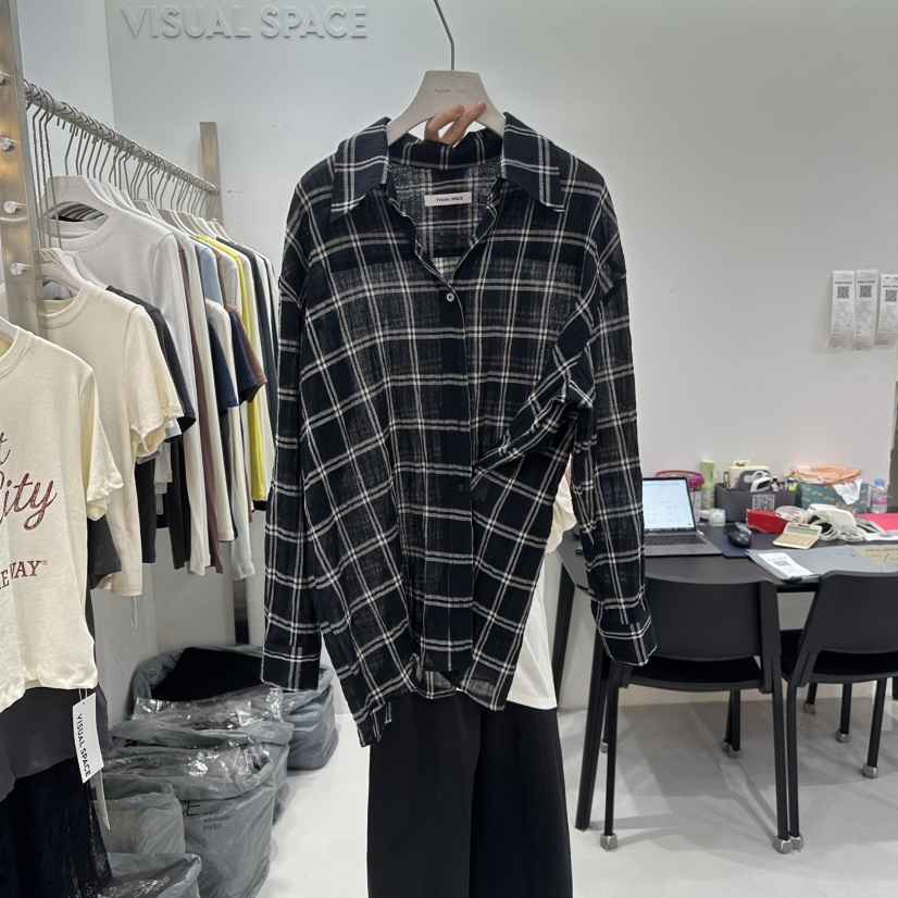 VISUAL SPACE/PAGE92/FLEISCHER東大門代購女裝新品真品襯衫蕾絲衫格紋VISUAL SPACE/PAGE92/FLEISCHER襯衫/蕾絲衫圖色1