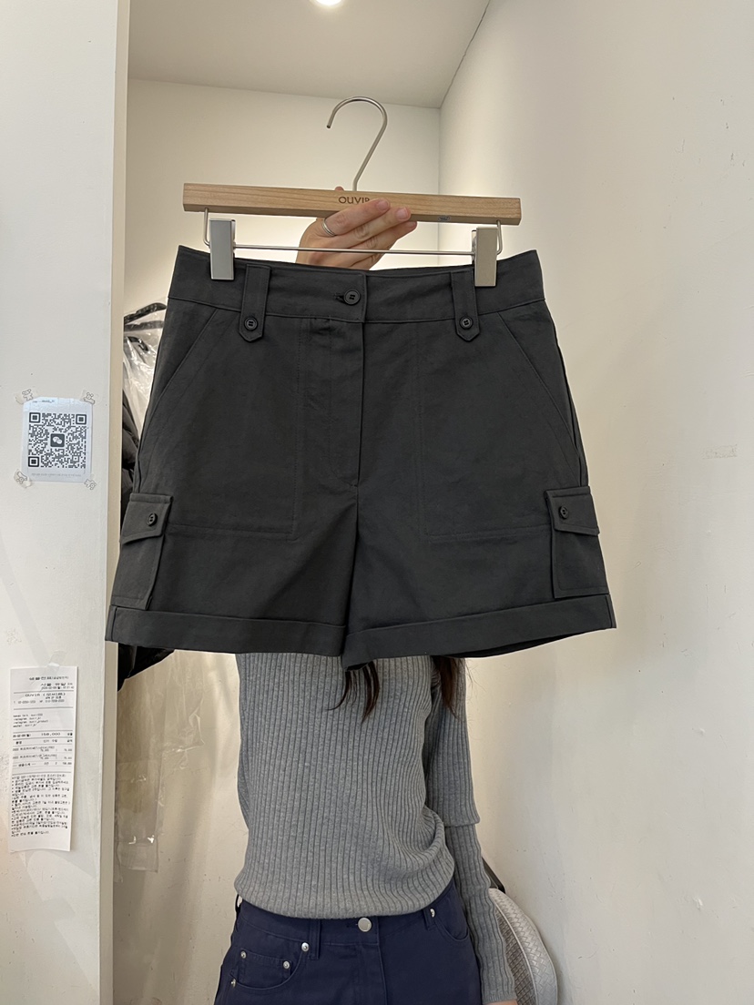 OUVIR韓國直郵女裝新品職業推薦休閑26春夏熱賣短褲口袋水洗O.V.R/OUVIR短褲圖色2