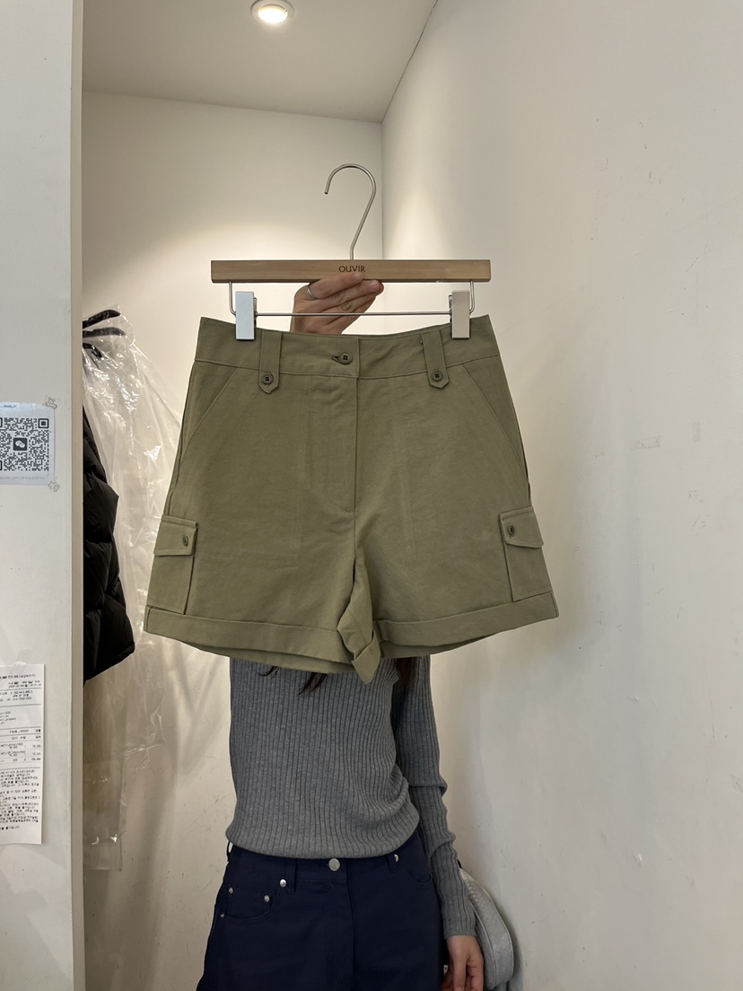 OUVIR韓國直郵女裝新品職業推薦休閑26春夏熱賣短褲口袋水洗O.V.R/OUVIR短褲圖色3
